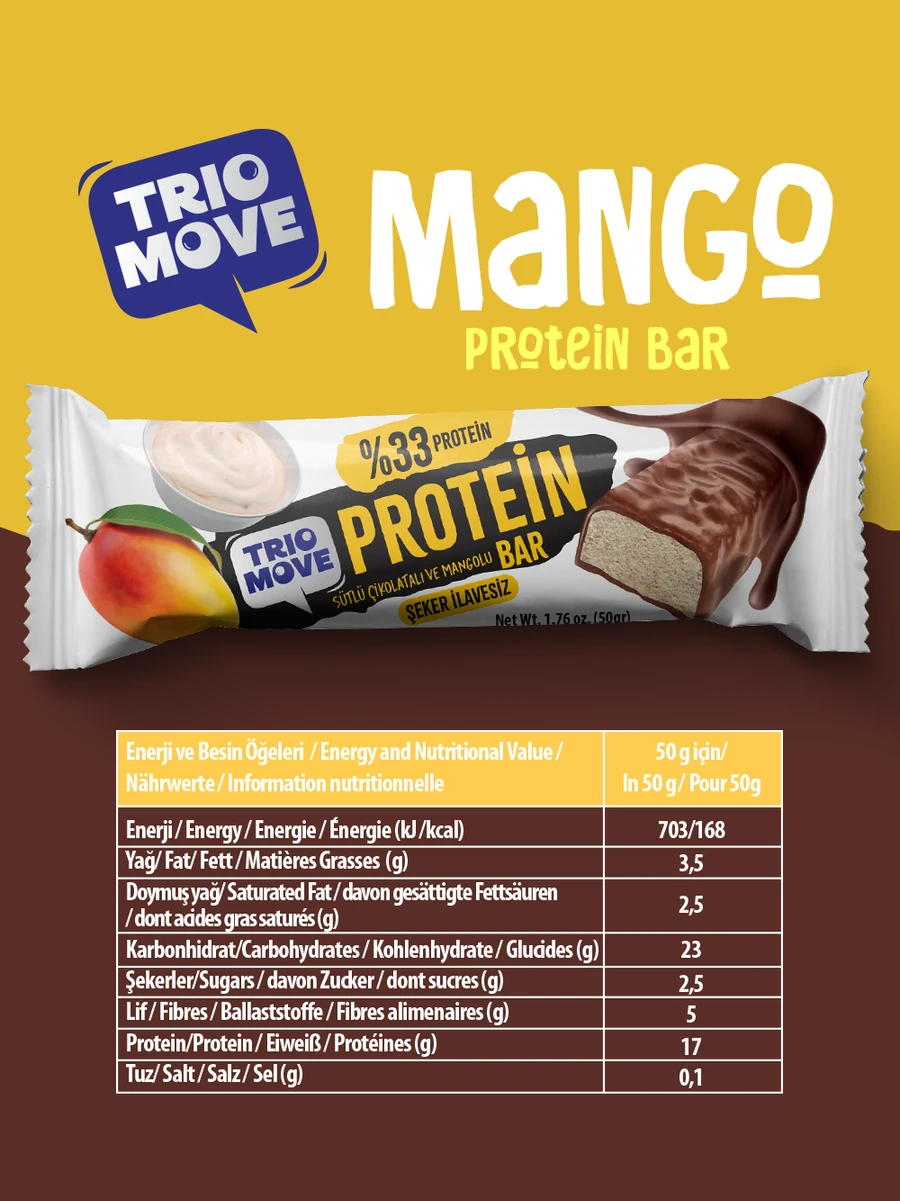 Trio Move Protein Bar 9 Adet X 50 Gr Mango & Yoğurt - Görsel 3